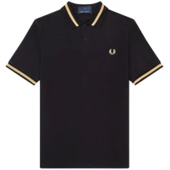 Fred Perry Reissues M2 Single Tipped Polo - Black/Champagne