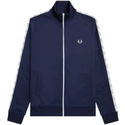 Fred Perry Taped Track Jacket - Carbon Blue