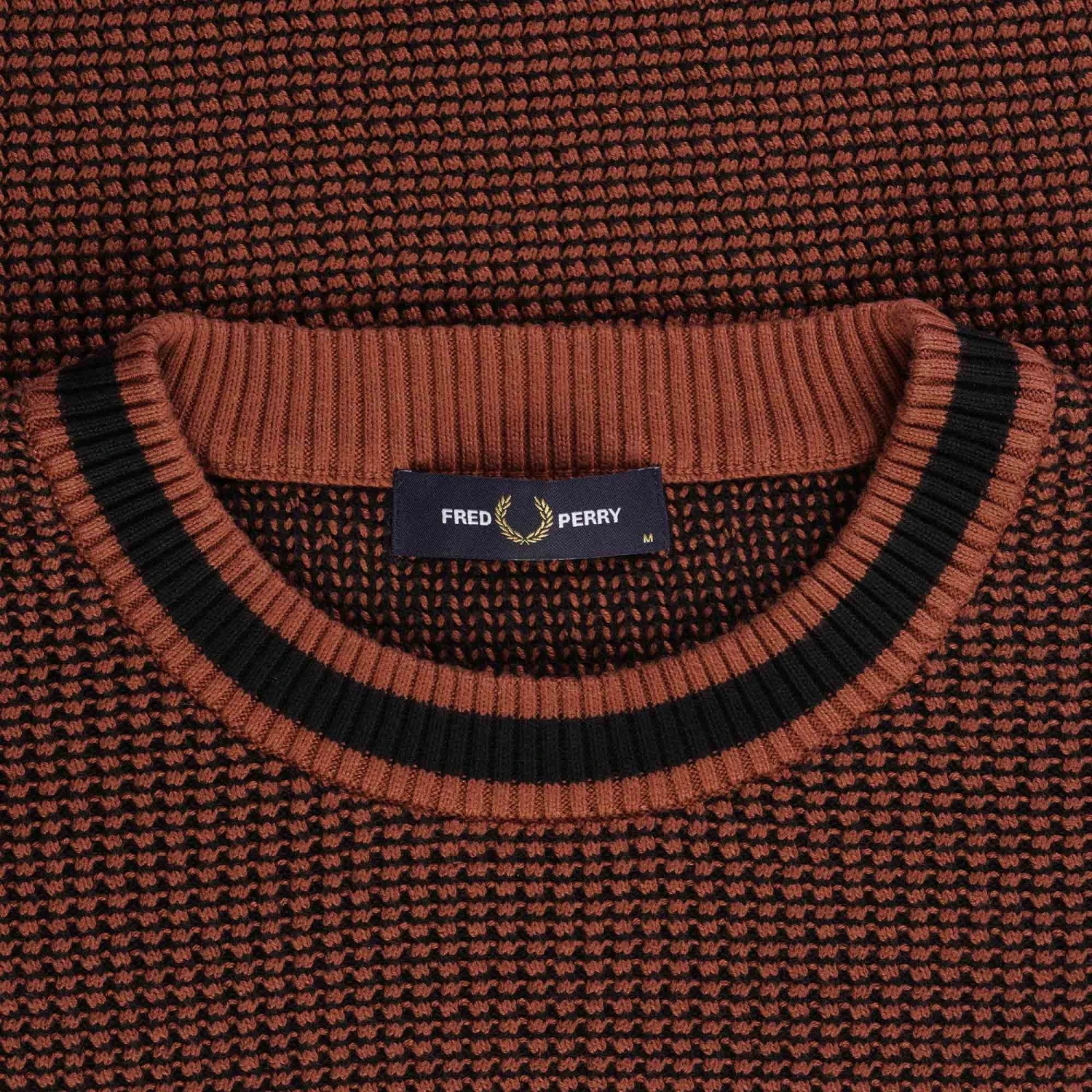 Fred Perry Textured Knitted T-Shirt - Whiskey Brown 2 Fred Perry Textured Knitted T-Shirt - Whiskey Brown - Image 2