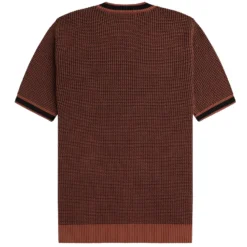 Fred Perry Textured Knitted T-Shirt - Whiskey Brown 7 Fred Perry Textured Knitted T-Shirt - Whiskey Brown -Lacoste Cloth Shop fred perry textured knitted t shirt whiskey brown p60971 900064 image