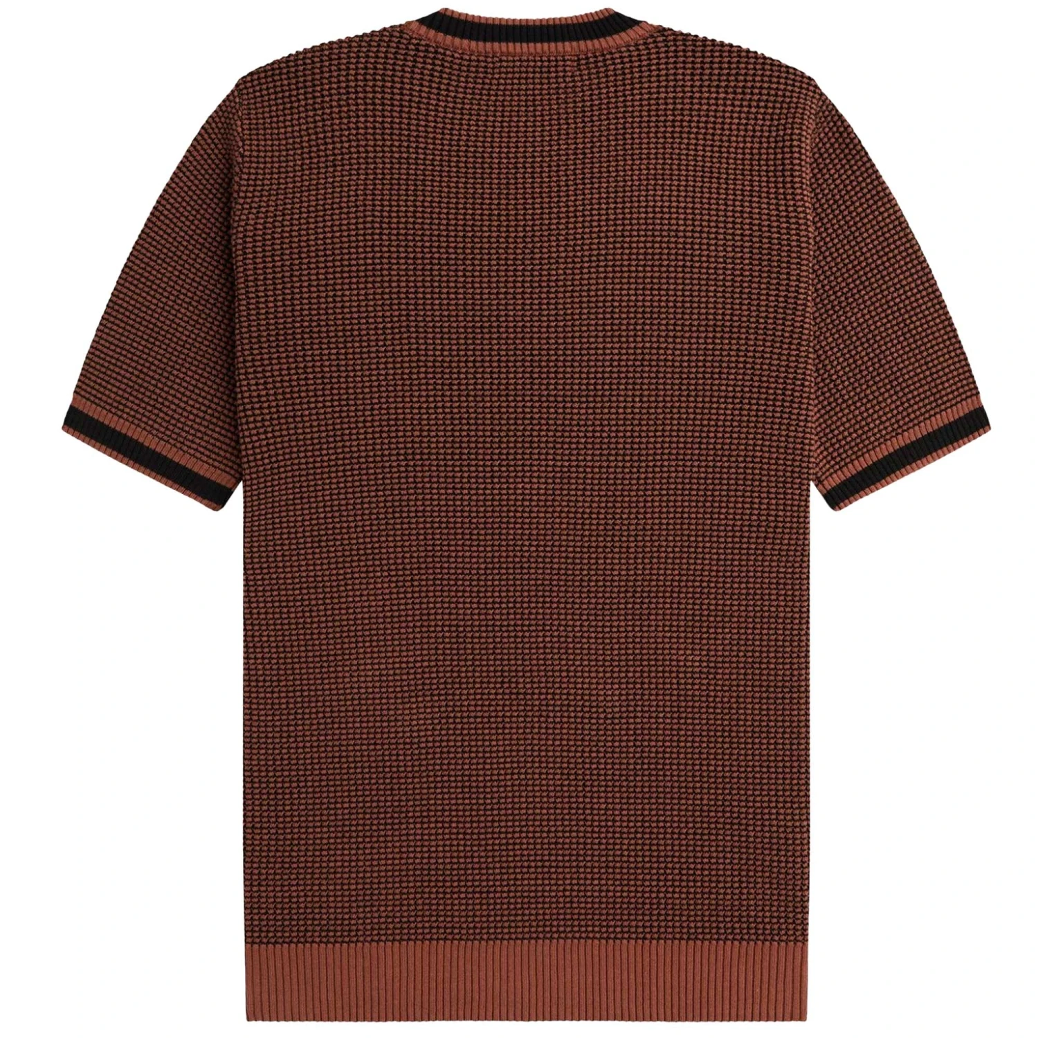 Fred Perry Textured Knitted T-Shirt - Whiskey Brown 4 Fred Perry Textured Knitted T-Shirt - Whiskey Brown - Image 4