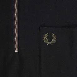 Fred Perry Textured Zip Neck Polo Shirt - Black -Lacoste Cloth Shop fred perry textured zip neck polo shirt black p59580 878808 image