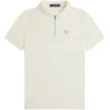 Fred Perry Textured Zip Neck Polo Shirt - Ecru