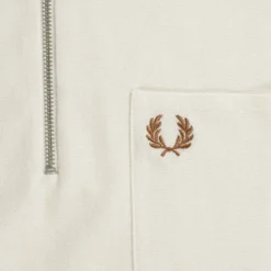 Fred Perry Textured Zip Neck Polo Shirt - Ecru -Lacoste Cloth Shop fred perry textured zip neck polo shirt ecru p60588 892887 image