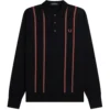 Fred Perry Vertical Stripe Knitted Shirt - Black