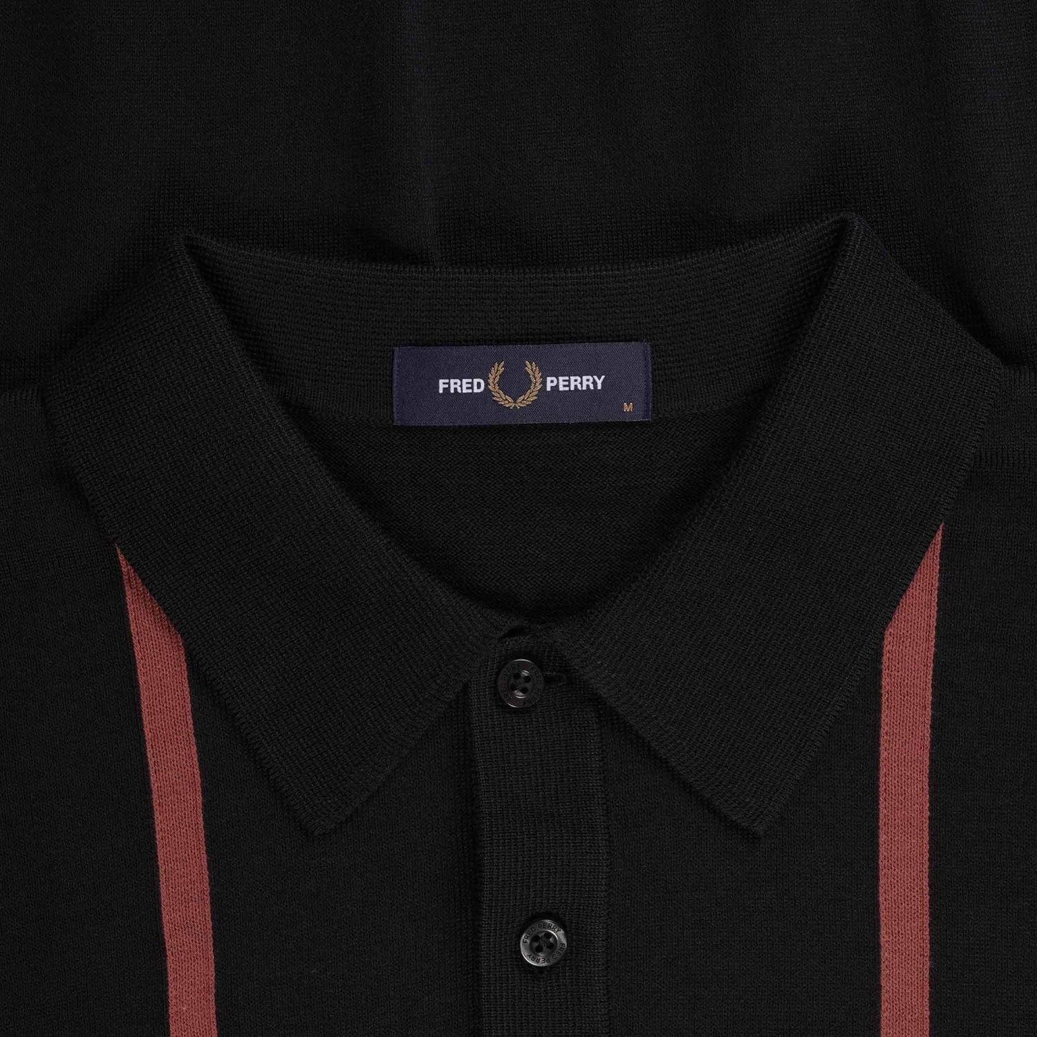 Fred Perry Vertical Stripe Knitted Shirt - Black 2 Fred Perry Vertical Stripe Knitted Shirt - Black - Image 2
