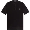 Fred Perry Waffle Stitch Henley Shirt - Black