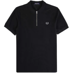 Fred Perry Waffle Texture Polo Shirt - Black