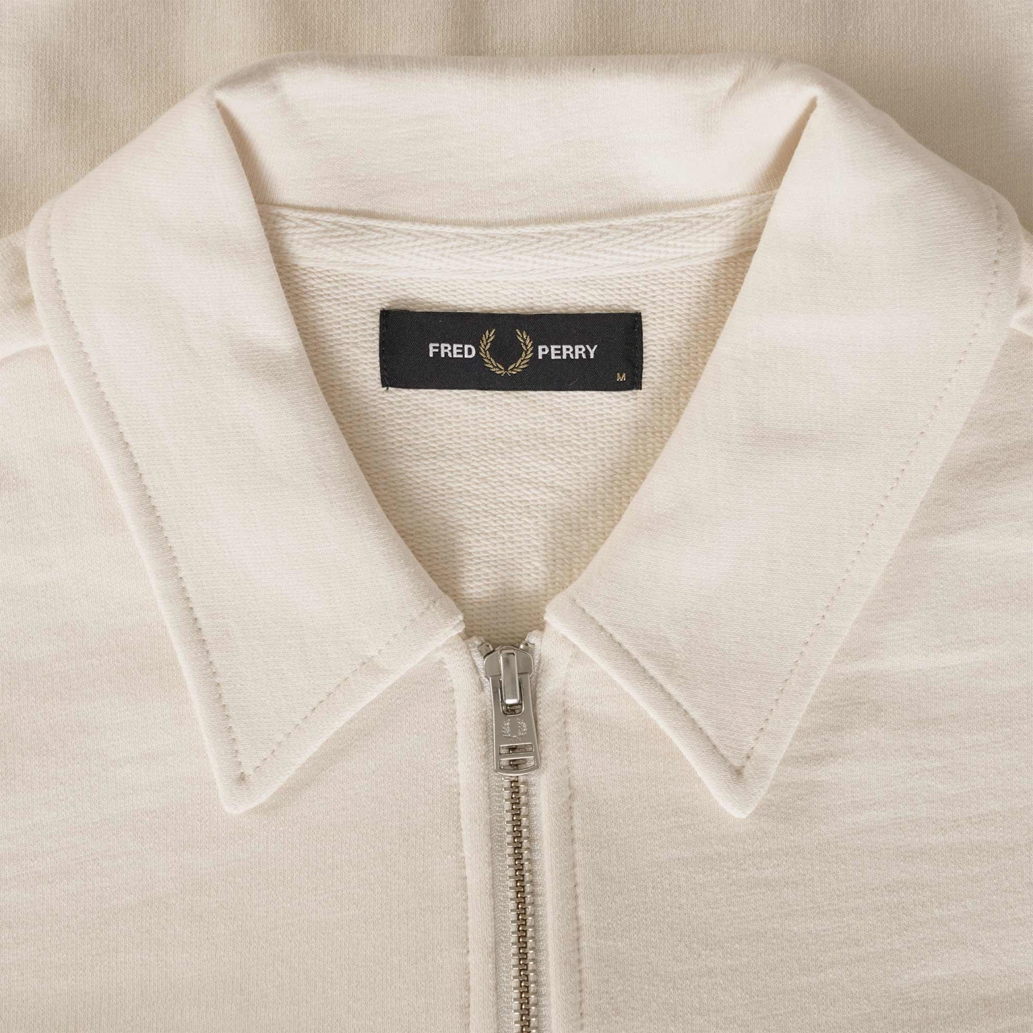Fred Perry Zip Through Sweatshirt - Ecru 2 Fred Perry Zip Through Sweatshirt - Ecru - Image 2
