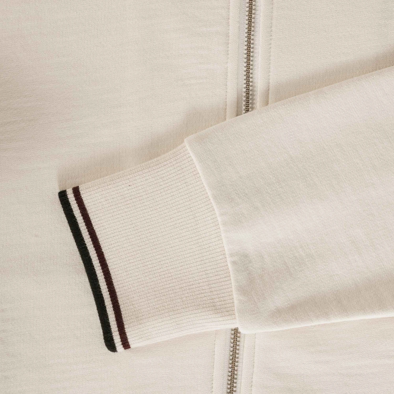 Fred Perry Zip Through Sweatshirt - Ecru 3 Fred Perry Zip Through Sweatshirt - Ecru - Image 3