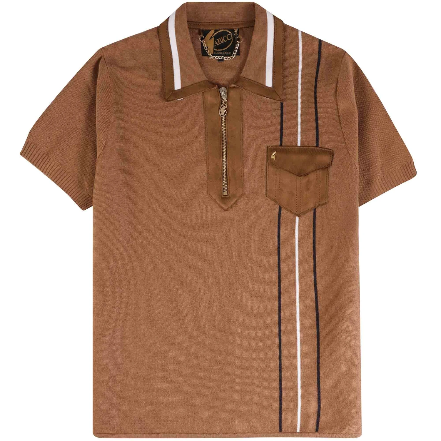 Gabicci Vintage 1973 50th Anniversary Robyn Zip Up Polo Shirt - Honeycomb 1 Gabicci Vintage 1973 50th Anniversary Robyn Zip Up Polo Shirt - Honeycomb