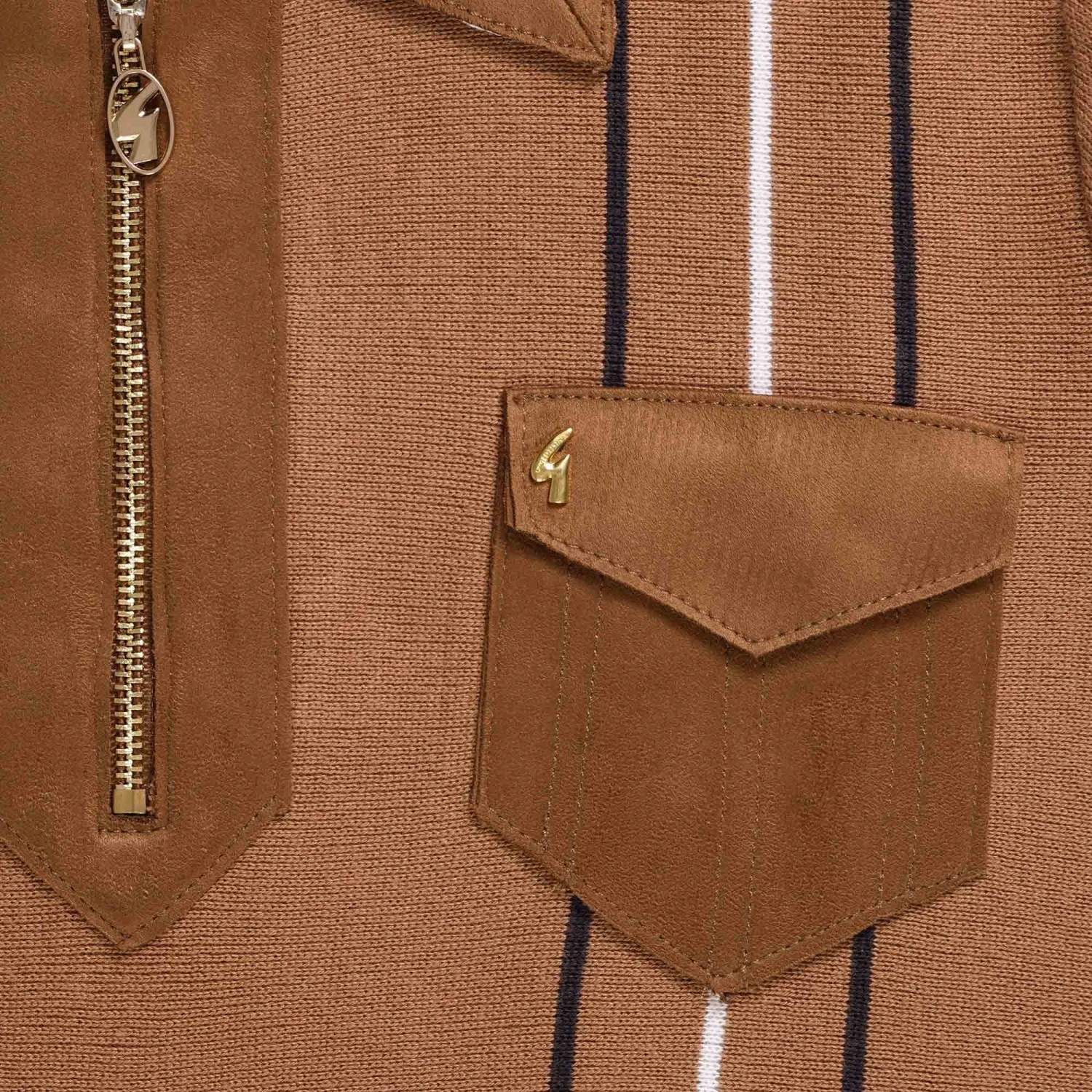 Gabicci Vintage 1973 50th Anniversary Robyn Zip Up Polo Shirt - Honeycomb 3 Gabicci Vintage 1973 50th Anniversary Robyn Zip Up Polo Shirt - Honeycomb - Image 3