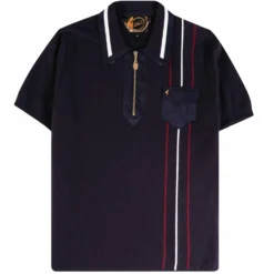 Gabicci Vintage 1973 50th Anniversary Robyn Zip Up Polo Shirt - Navy