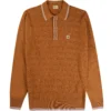 Gabicci Vintage 1973 Carlson Tonal Knit Polo Shirt - Toffee