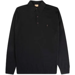 Gabicci Vintage 1973 Francesco Long Sleeved Polo Shirt - Black