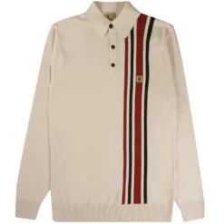 Gabicci Vintage 1973 Soda Long Sleeved Polo Shirt - Cream