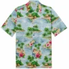 Go Barefoot Convertible-Collar Printed Cotton Shirt - Fiji Powder