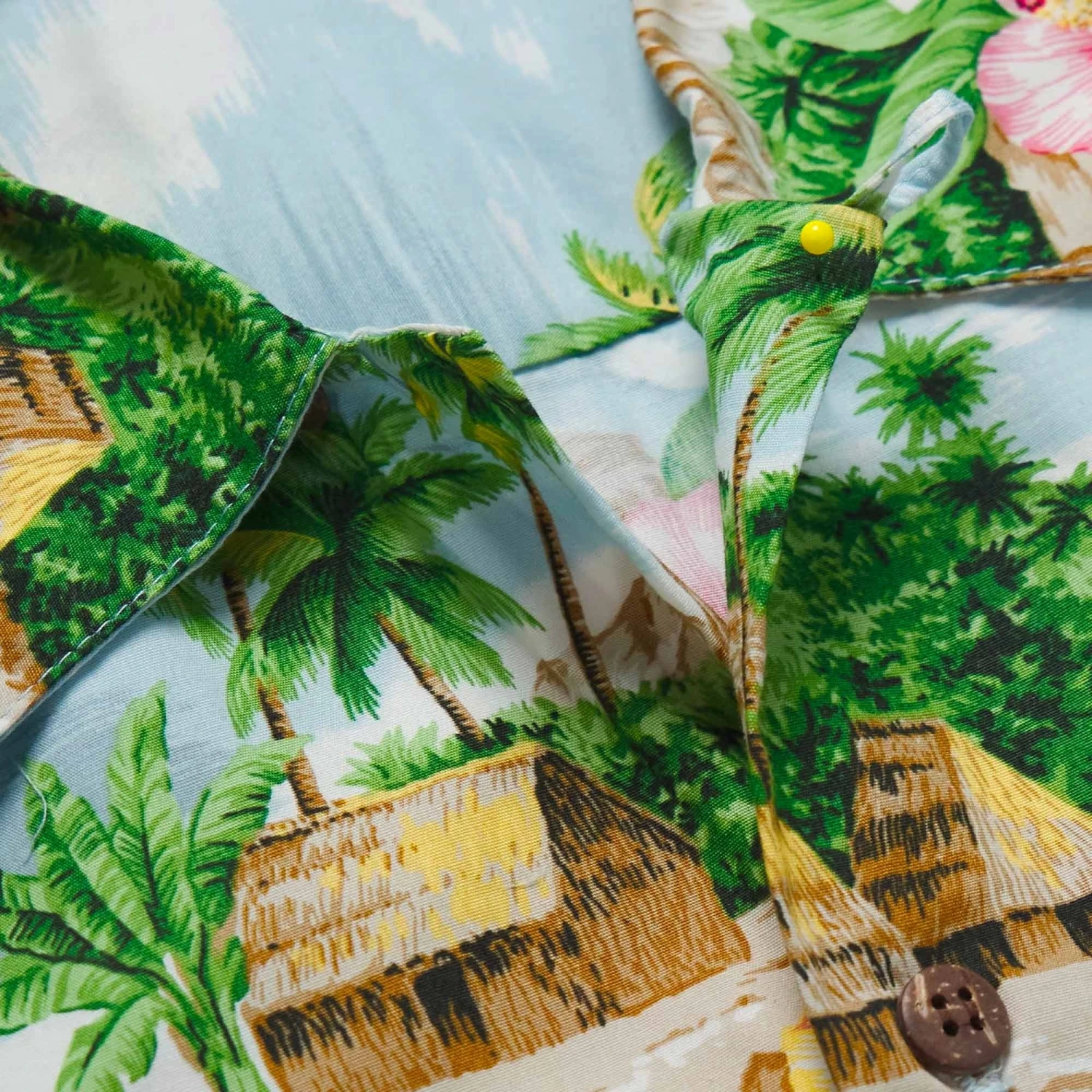 Go Barefoot Convertible-Collar Printed Cotton Shirt - Fiji Powder 2 Go Barefoot Convertible-Collar Printed Cotton Shirt - Fiji Powder - Image 2