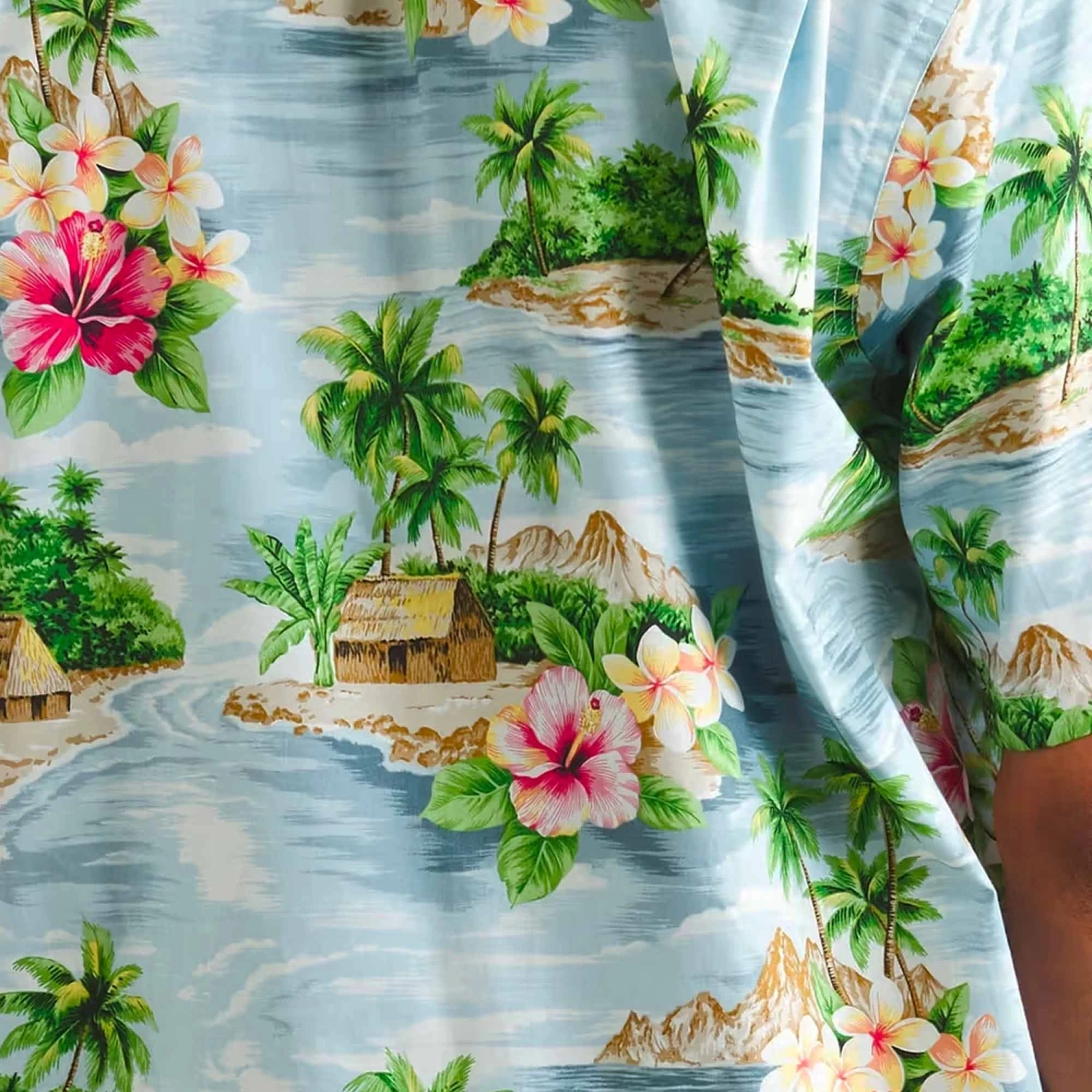 Go Barefoot Convertible-Collar Printed Cotton Shirt - Fiji Powder 3 Go Barefoot Convertible-Collar Printed Cotton Shirt - Fiji Powder - Image 3