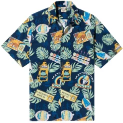 Go Barefoot Convertible-Collar Printed Cotton Shirt - Moto Navy