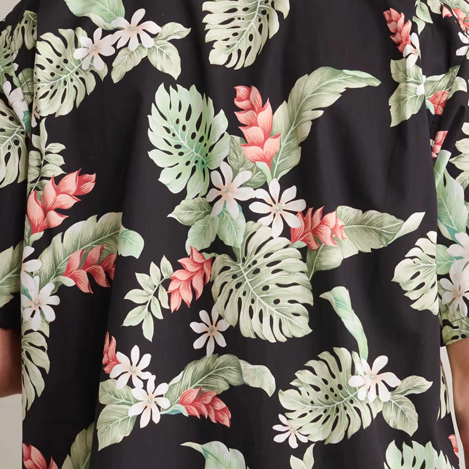 Go Barefoot Convertible-Collar Printed Cotton Shirt - Tiare Black 4 Go Barefoot Convertible-Collar Printed Cotton Shirt - Tiare Black - Image 4