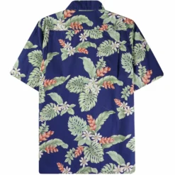 Go Barefoot Convertible-Collar Printed Cotton Shirt - Tiare Navy -Lacoste Cloth Shop go barefoot convertible collar printed cotton shirt tiare navy p60518 908216 image