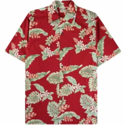Go Barefoot Convertible-Collar Printed Cotton Shirt - Tiare Red