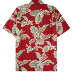 Go Barefoot Convertible-Collar Printed Cotton Shirt - Tiare Red -Lacoste Cloth Shop go barefoot convertible collar printed cotton shirt tiare red p60519 908201 image