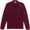 Lacoste L.12.12 Long Sleeve Heathered Cotton Polo Shirt - Bordeaux