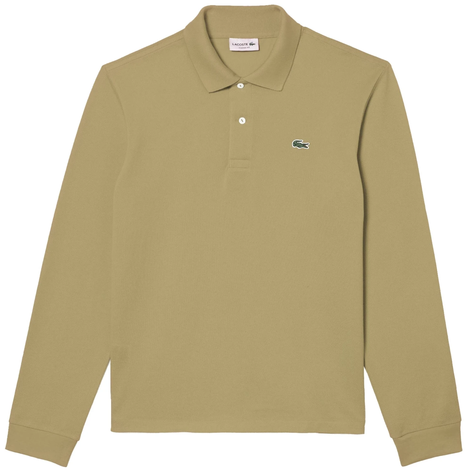 Lacoste Original L.12.12 Long Sleeve Cotton Polo Shirt - Beige 1 Lacoste Original L.12.12 Long Sleeve Cotton Polo Shirt - Beige