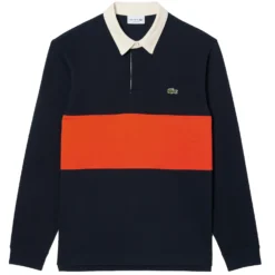 Lacoste Rugby-Style Colour Block Polo Shirt - Navy