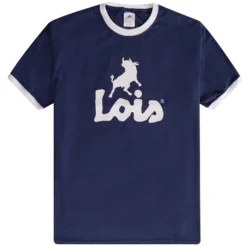 Lois Jeans Ringer Logo T-Shirt - Navy