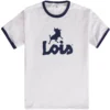 Lois Jeans Ringer Logo T-Shirt - White/Navy