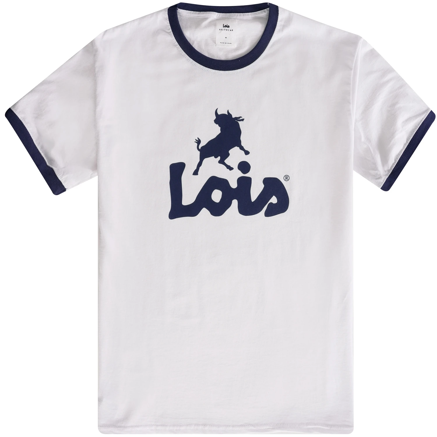 Lois Jeans Ringer Logo T-Shirt - White/Navy 1 Lois Jeans Ringer Logo T-Shirt - White/Navy