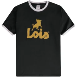 Lois Jeans Ringer T-Shirt - Black/Yellow