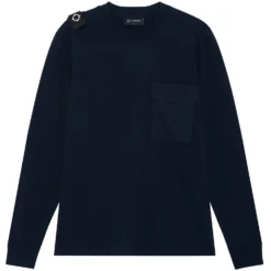 Ma Strum Long Sleeve Cargo Pocket Tee - Ink Navy