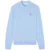 Maison Kitsune Dress Fox Patch Polo Jumper - Pale Blue