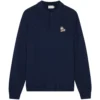 Maison Kitsune Dressed Fox Patch Regular Polo Jumper - Navy