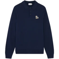 Maison Kitsune Dressed Fox Patch Regular Polo Jumper - Navy