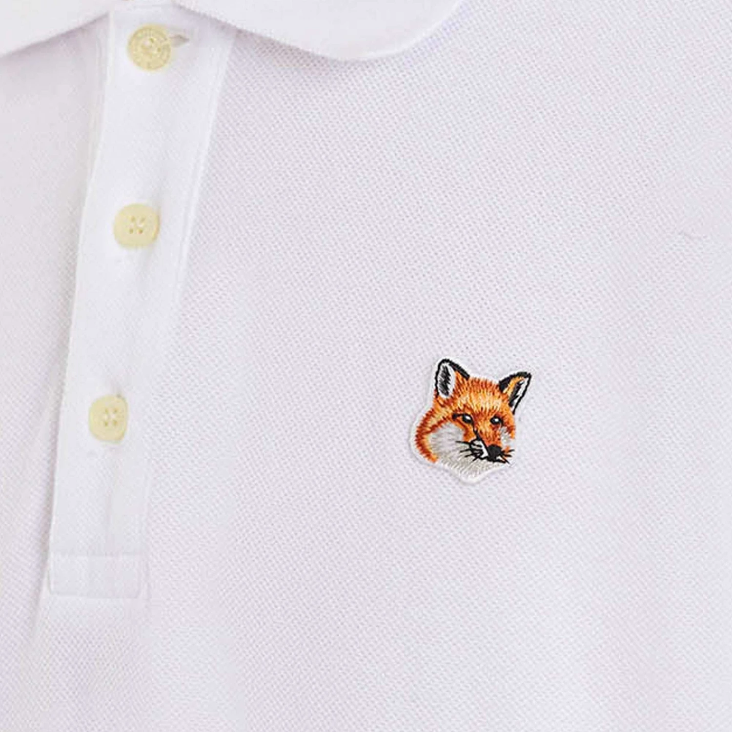 Maison Kitsune Fox Head Patch Classic Polo Shirt - White 2 Maison Kitsune Fox Head Patch Classic Polo Shirt - White - Image 2