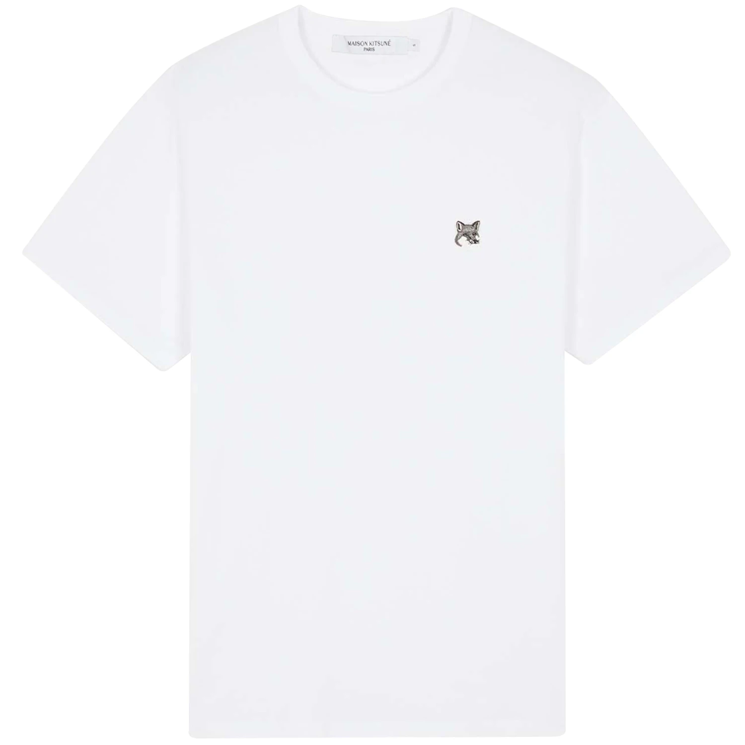 Maison Kitsune Grey Fox Head Patch T-Shirt - White 1 Maison Kitsune Grey Fox Head Patch T-Shirt - White