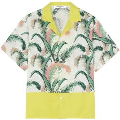 Maison Kitsune Palm Frond Print Resort Shirt - White