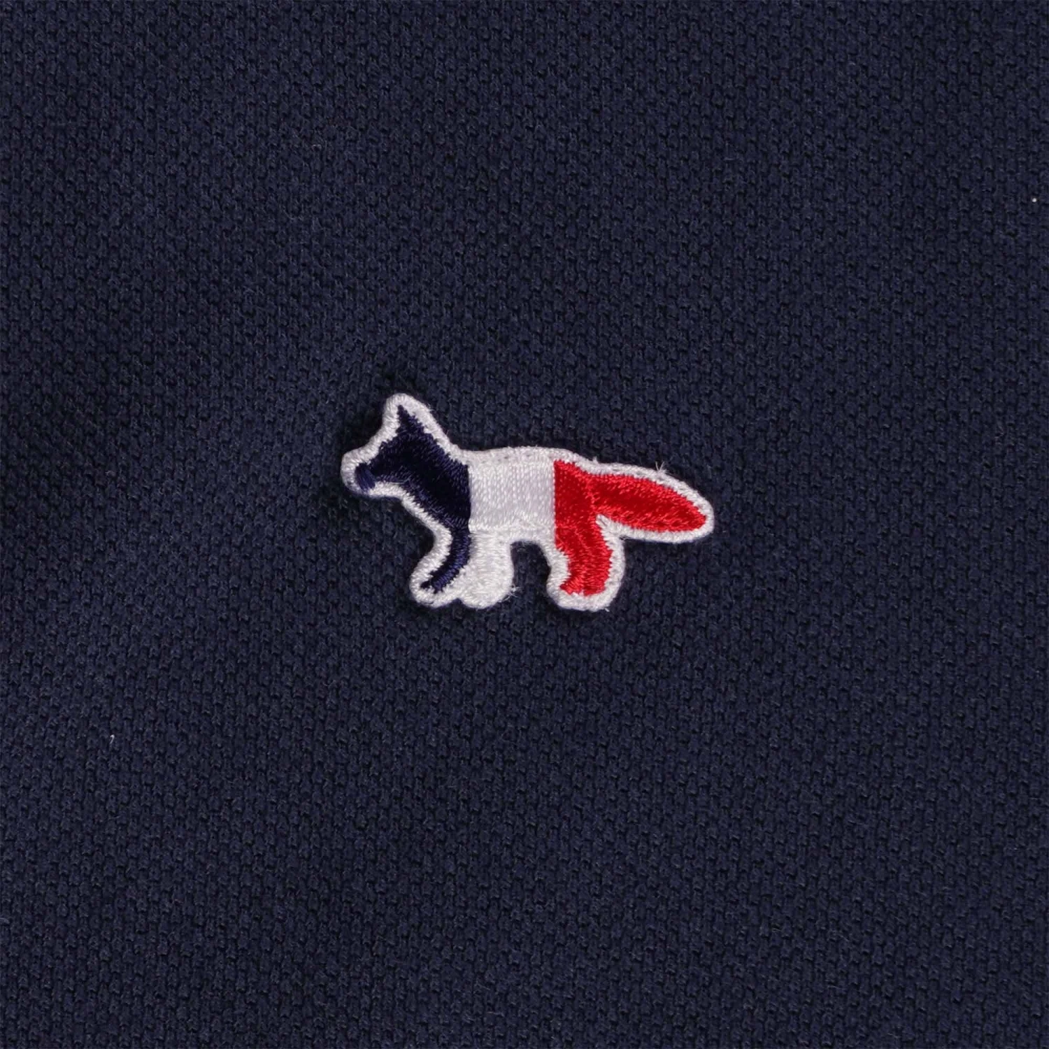 Maison Kitsune Tricolour Patch Classic Polo Shirt - Navy 3 Maison Kitsune Tricolour Patch Classic Polo Shirt - Navy - Image 3