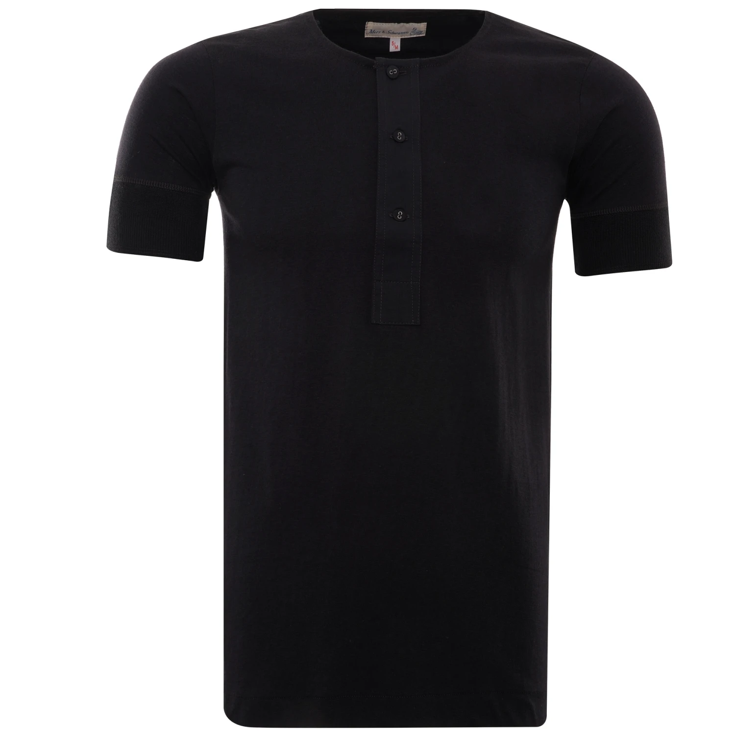 Merz B Schwanen Button Facing T-Shirt - Black 1 Merz B Schwanen Button Facing T-Shirt - Black