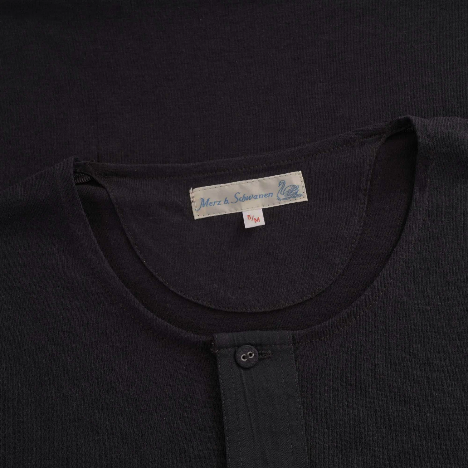 Merz B Schwanen Button Facing T-Shirt - Black 2 Merz B Schwanen Button Facing T-Shirt - Black - Image 2