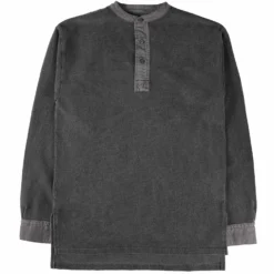 Nigel Cabourn Henley Long Sleeve Shirt - Charcoal
