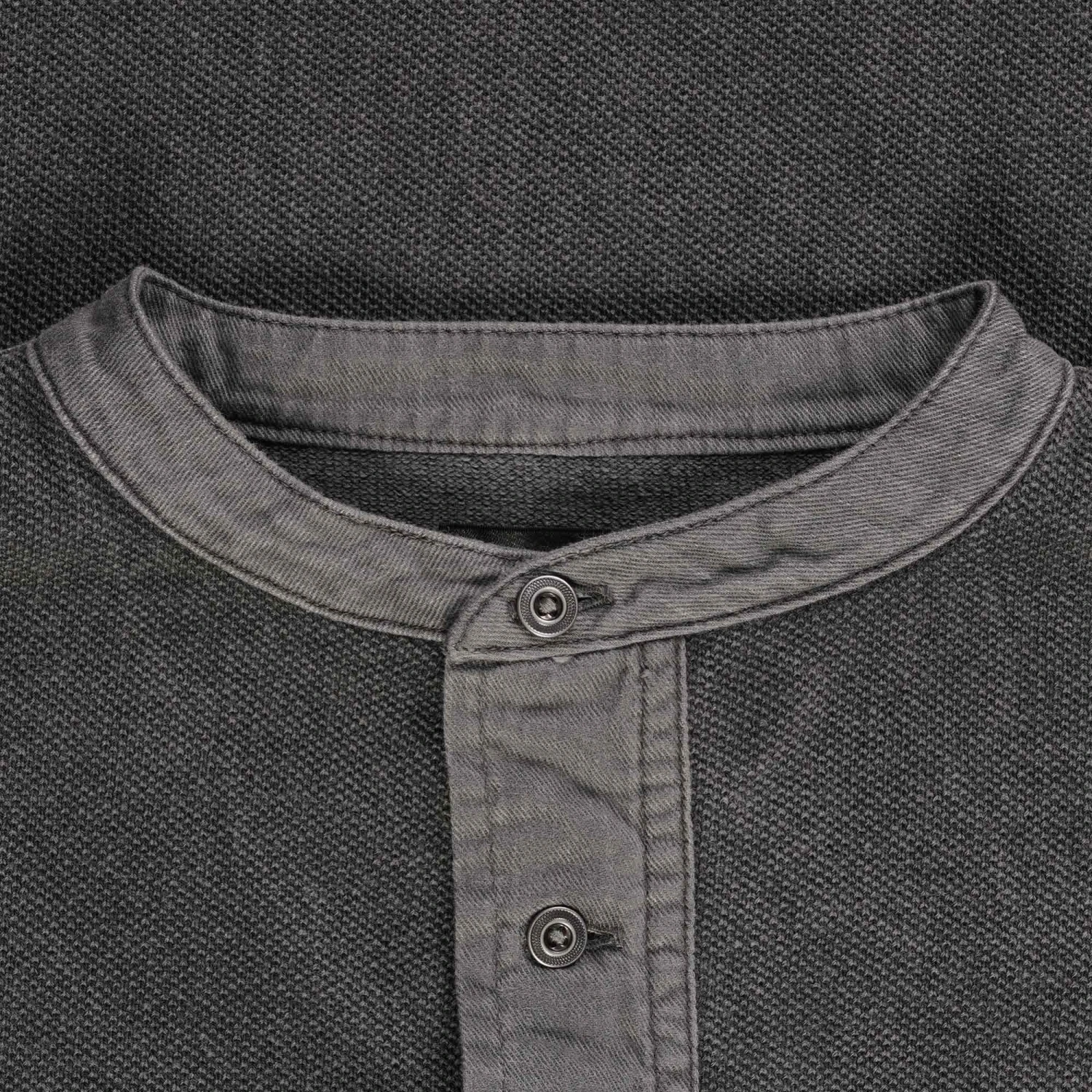 Nigel Cabourn Henley Long Sleeve Shirt - Charcoal 2 Nigel Cabourn Henley Long Sleeve Shirt - Charcoal - Image 2