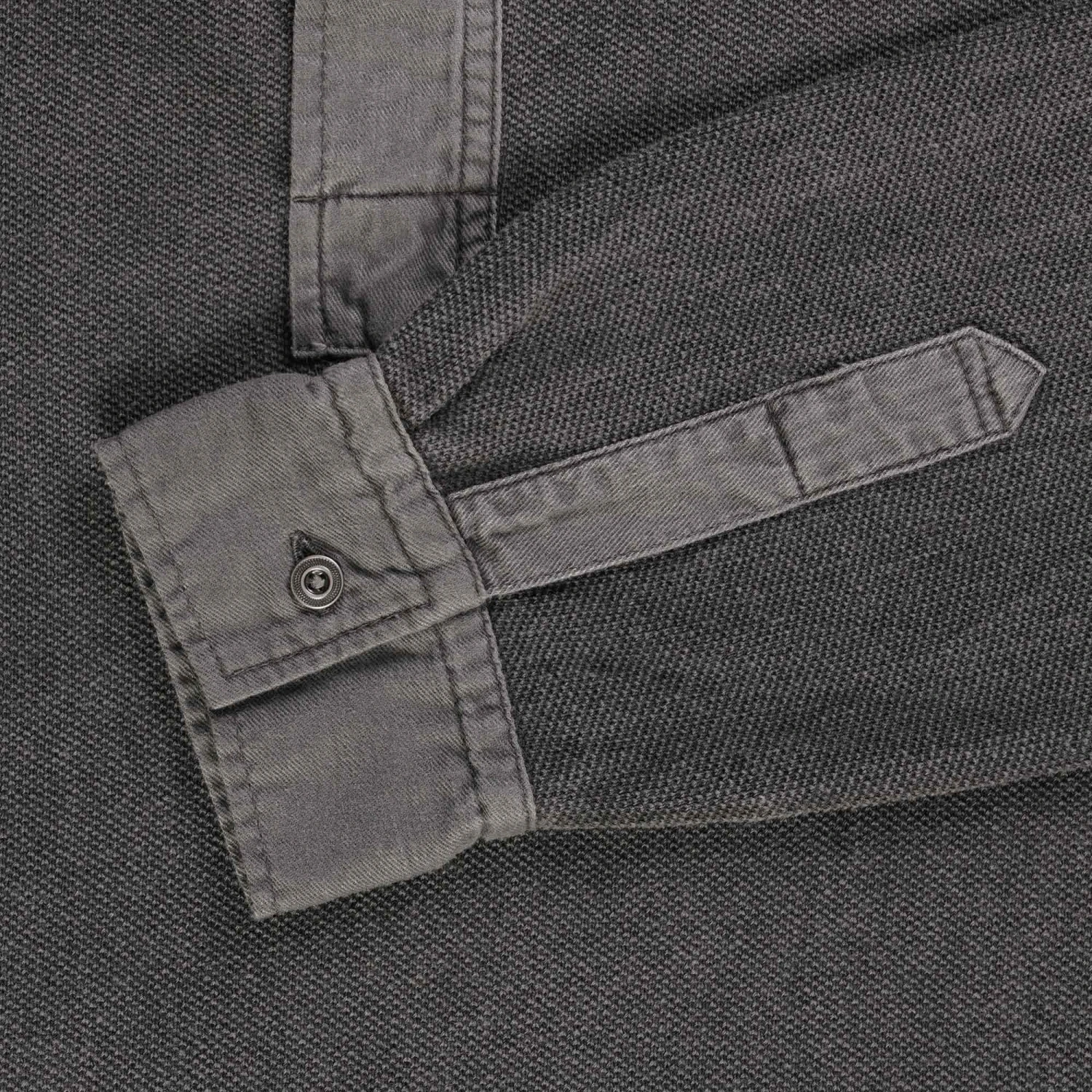 Nigel Cabourn Henley Long Sleeve Shirt - Charcoal 3 Nigel Cabourn Henley Long Sleeve Shirt - Charcoal - Image 3