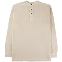 Nigel Cabourn Henley Long Sleeve Shirt - Ivory