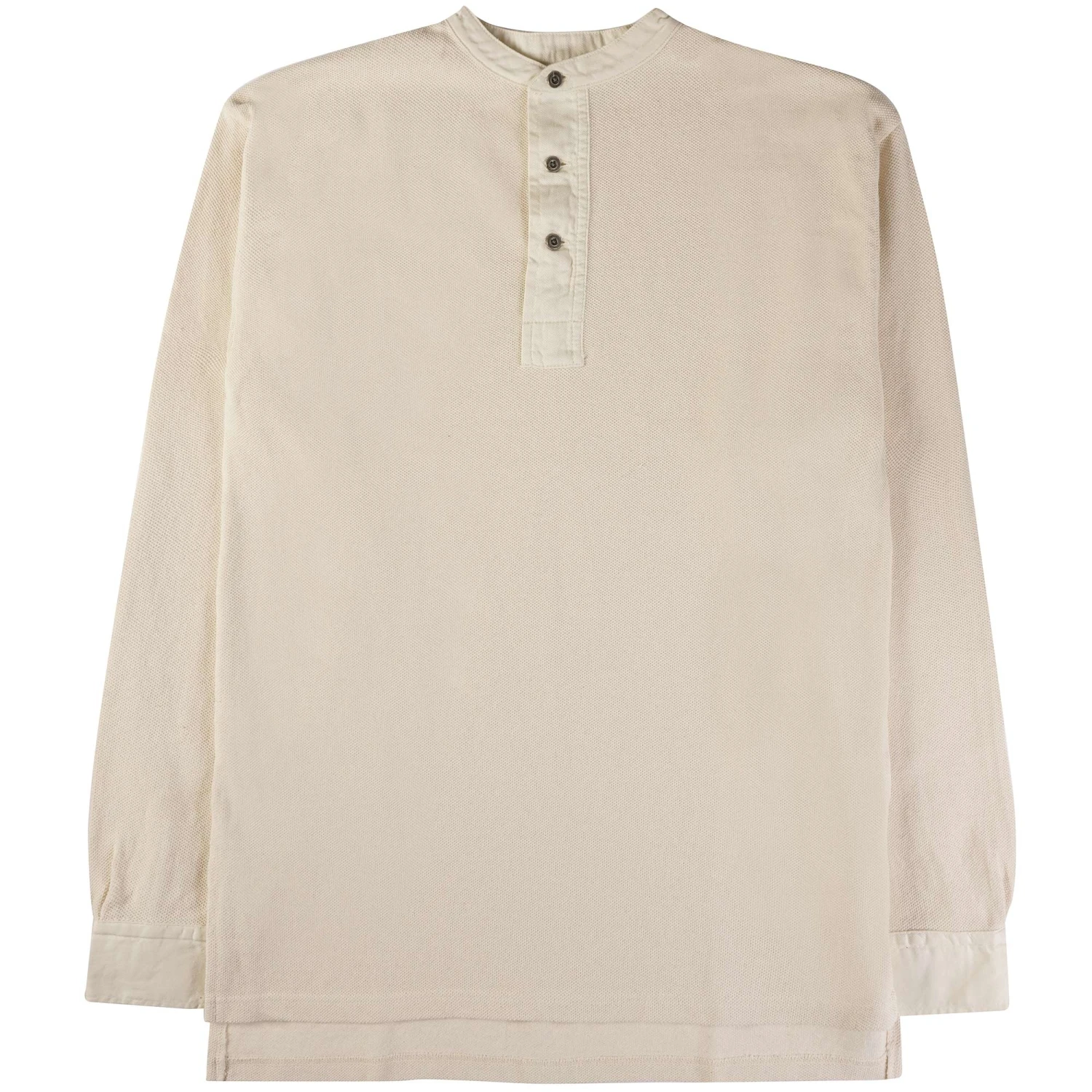 Nigel Cabourn Henley Long Sleeve Shirt - Ivory 1 Nigel Cabourn Henley Long Sleeve Shirt - Ivory